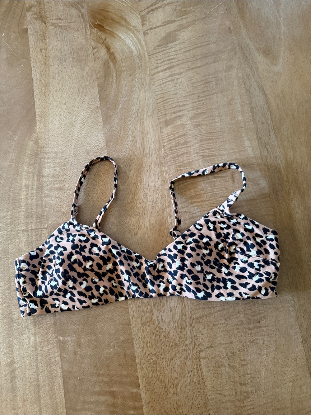 aerie Leopard-Trim Scoop Bralette - Tan & Black